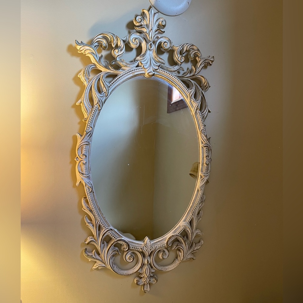 Vintage mid 19th century Turner wall mirror and candle holders